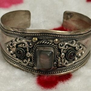 Silver Gray and Black Ornate Women's Cuff Bracelet! Great condition